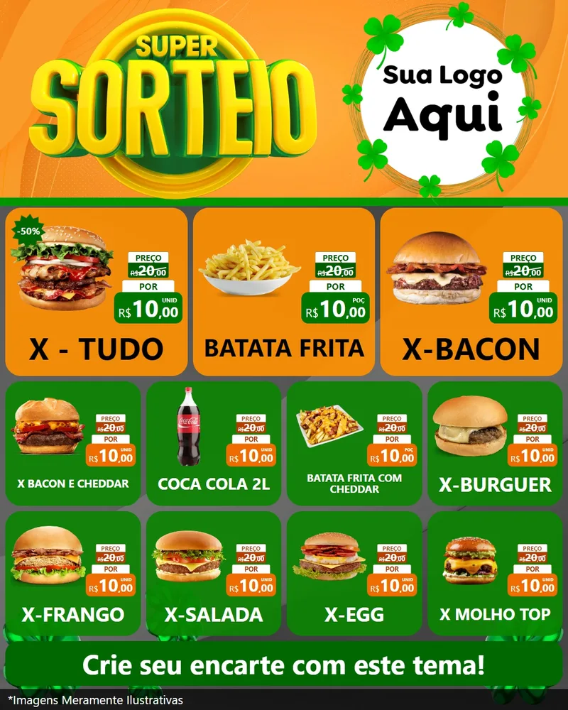Modelo de Rede Social para Feed Instagram com o tema Super Sorteio para Hamburgueria