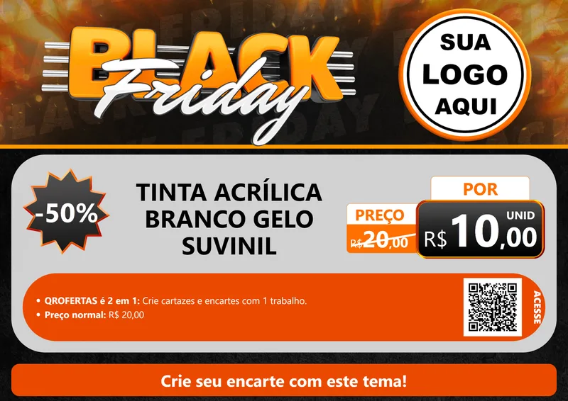 Modelo de Cartaz para Cartaz A4 Horizontal com o tema Black Friday para Tintas e Ferramentas
