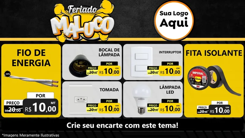 Modelo de TV para TV Horizontal com o tema Feriado Maluco para Materiais Elétricos