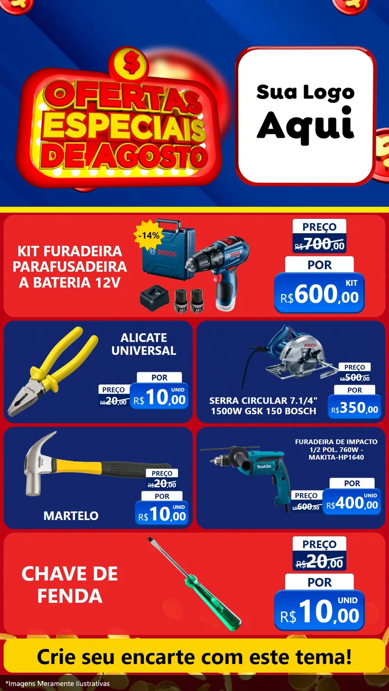 Modelo de TV para TV Vertical com o tema Ofertas Especiais de Agosto para Maquinas e Ferramentas
