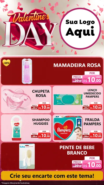 Modelo de TV para TV Vertical com o tema Valentine's Day para Bebês