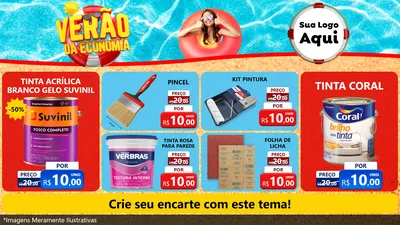 Modelo de TV para TV Horizontal com o tema Verão da Economia para Tintas e Ferramentas