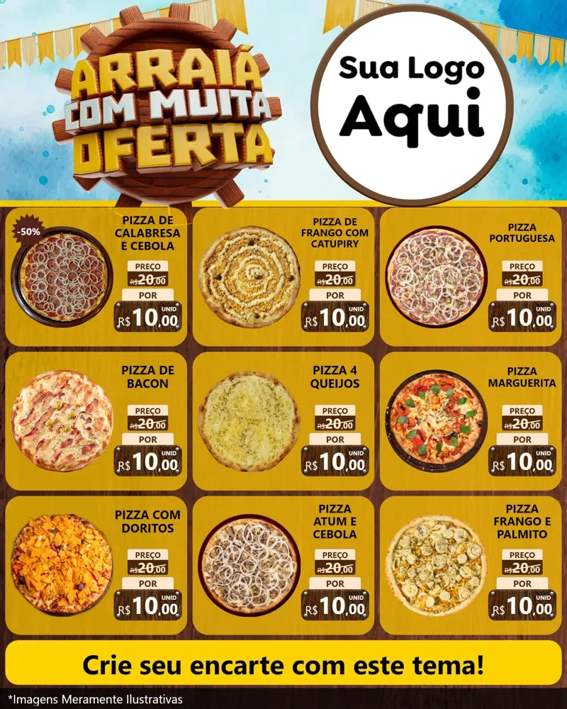 Modelo de Rede Social para Feed Instagram com o tema Ofertas de São João - Junina para Pizzaria