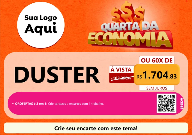 Modelo de Cartaz para Cartaz A4 Horizontal com o tema Quarta da Economia para Concessionaria de Carros