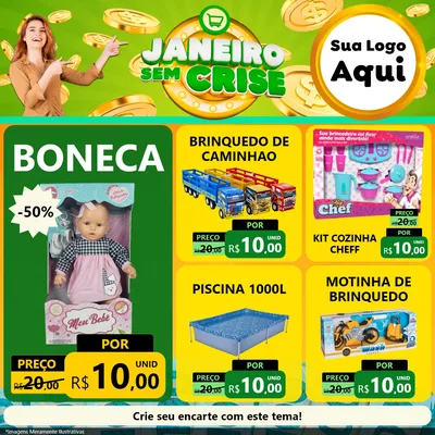 Modelo de Rede Social para Feed Facebook com o tema Janeiro Sem Crise para Brinquedos