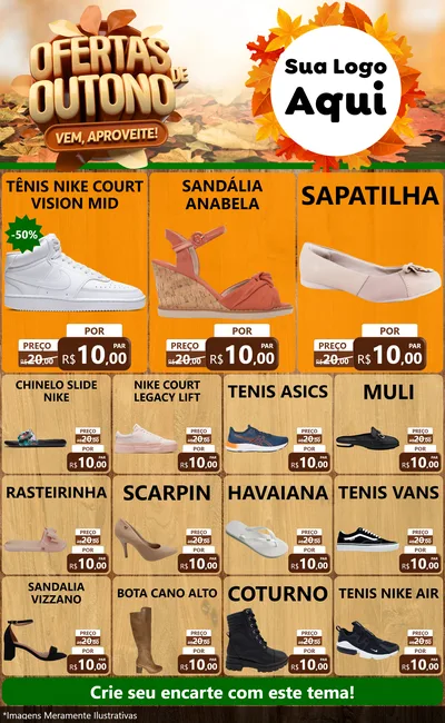 Modelo de Encarte para Encarte Grande com o tema Ofertas de Outono - Vem, Aproveite! para Calçados