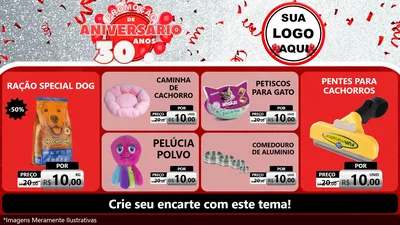 Modelo de TV para TV Horizontal com o tema Promoção de Aniversário - 30 Anos para Pet Shop