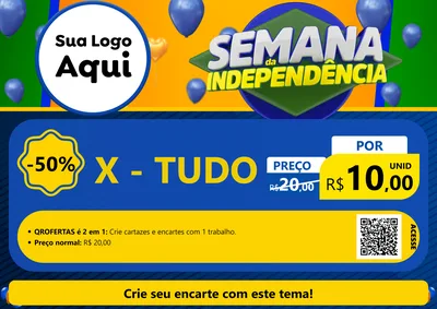 Modelo de Cartaz para Cartaz A4 Horizontal com o tema Semana da Independência para Hamburgueria