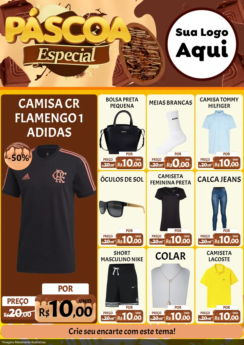 Modelo de Encarte para Encarte A4 Vertical com o tema Páscoa Especial para Roupas e acessórios