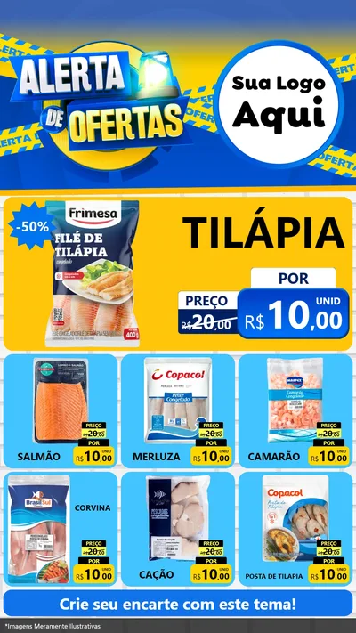 Modelo de Rede Social para Stories com o tema Alerta de Ofertas para Peixaria