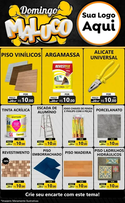 Modelo de Encarte para Encarte Grande com o tema Domingo Maluco para Material para Construção
