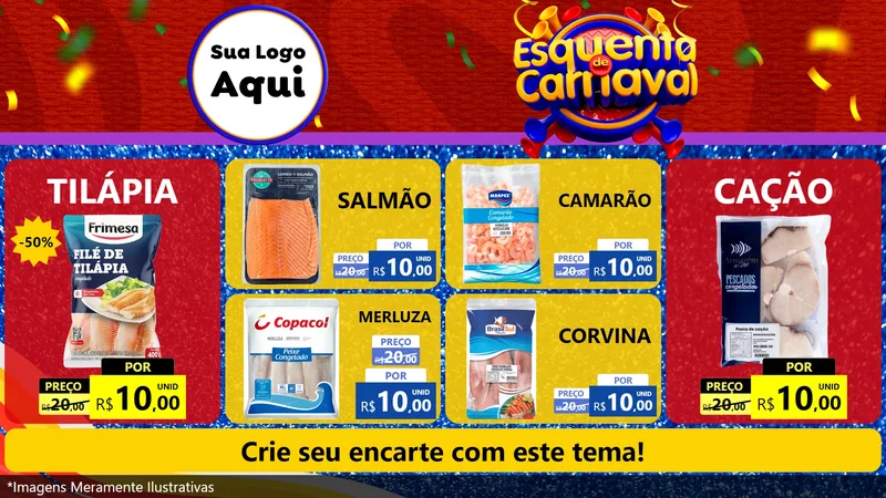 Modelo de TV para TV Horizontal com o tema Esquenta de Carnaval para Peixaria