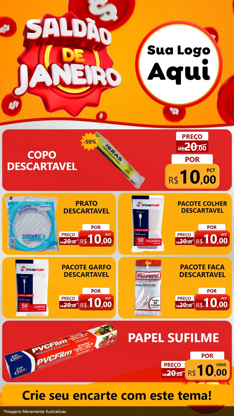 Modelo de TV para TV Vertical com o tema Saldão de Janeiro para Embalagens
