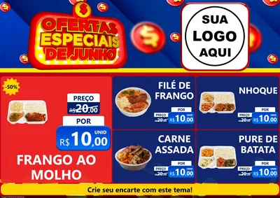 Modelo de Encarte para Encarte A4 Horizontal com o tema Ofertas Especiais de Junho para Restaurante