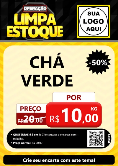 Modelo de Cartaz para Cartaz A4 Vertical com o tema Operação Limpa Estoque para Produtos Naturais