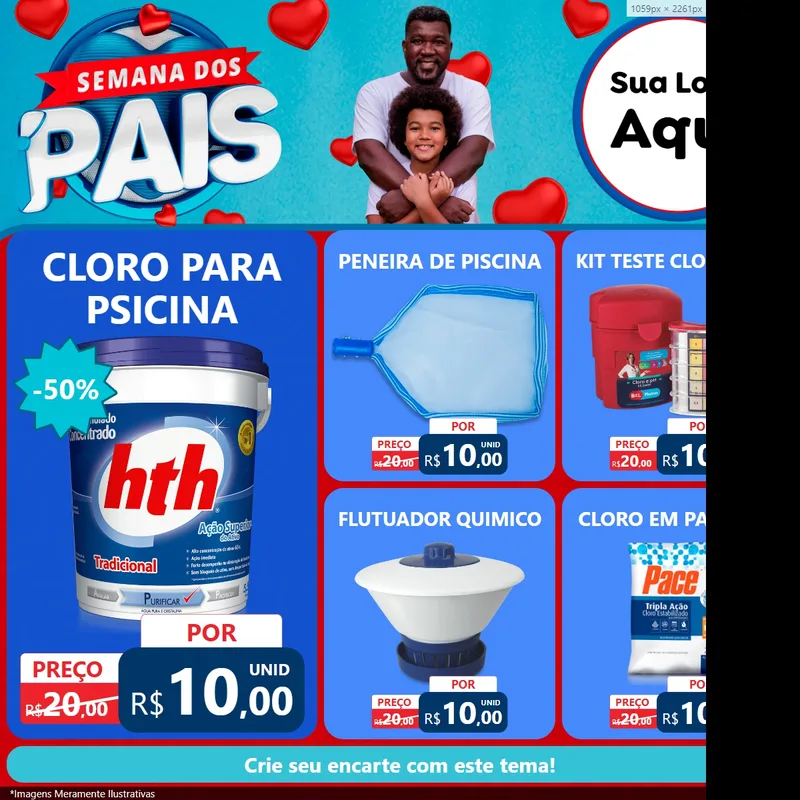 Modelo de Rede Social para Feed Facebook com o tema Semana Dos Pais para Produtos para Piscina
