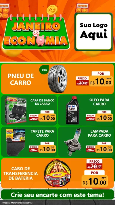 Modelo de TV para TV Vertical com o tema Janeiro da Economia para Auto peças