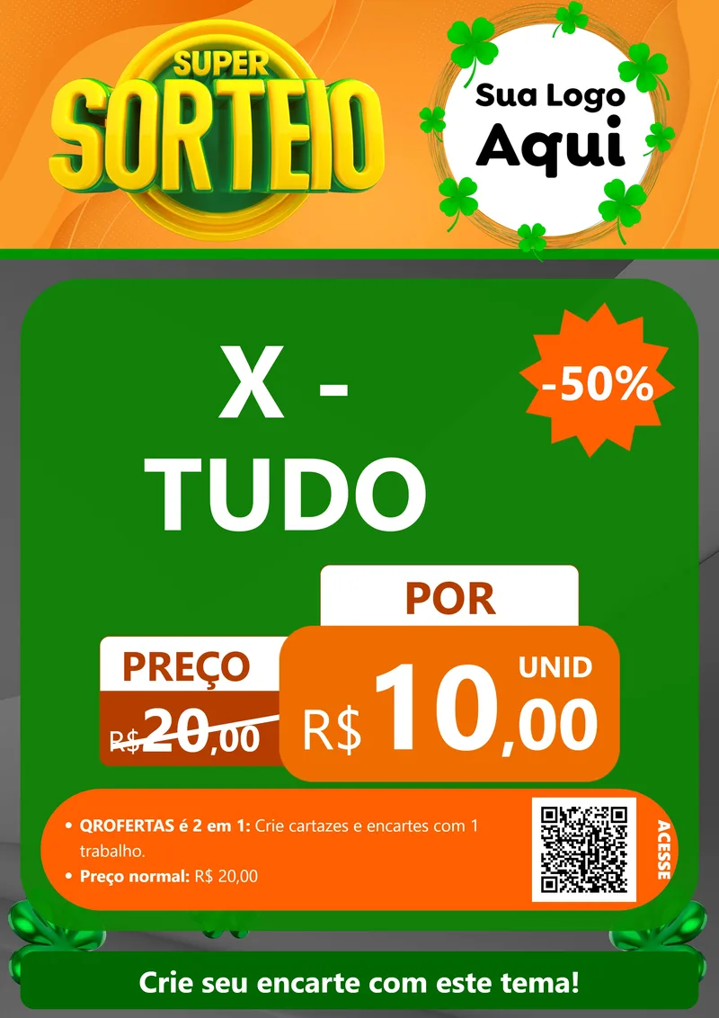 Modelo de Cartaz para Cartaz A4 Vertical com o tema Super Sorteio para Hamburgueria