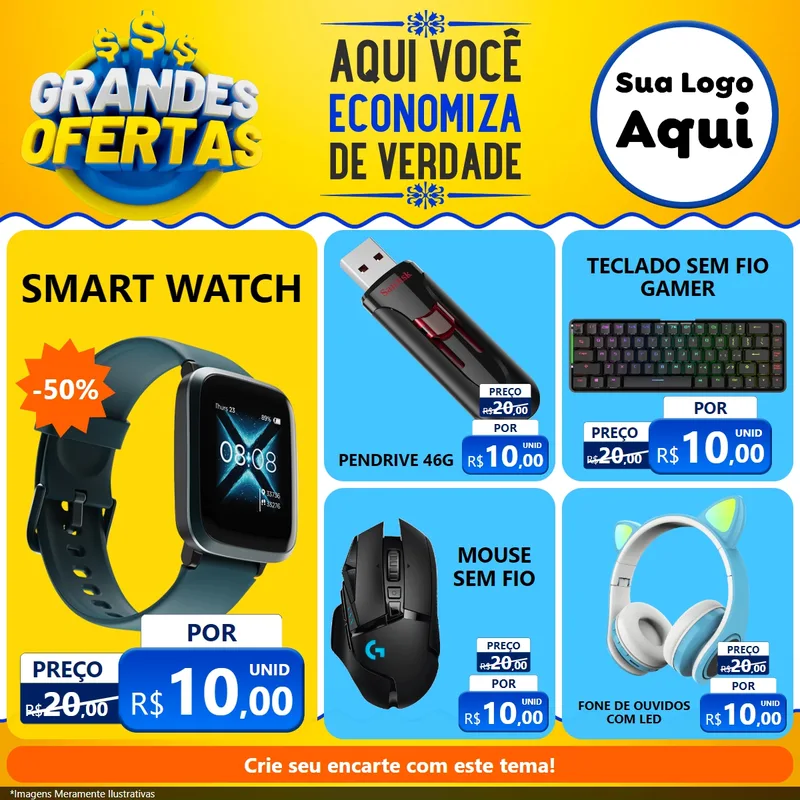 Modelo de Rede Social para Feed Facebook com o tema Grandes Ofertas para Informática
