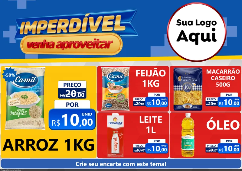 Modelo de Encarte para Encarte A4 Horizontal com o tema Imperdível para Supermercado