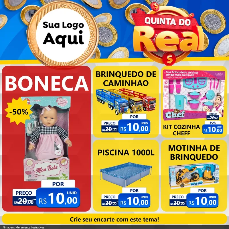 Modelo de Rede Social para Feed Facebook com o tema Quinta do Real para Brinquedos
