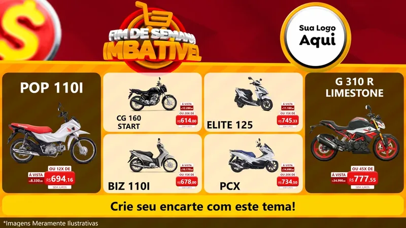 Modelo de TV para TV Horizontal com o tema Fim de Semana Imbatível para Concessionaria de Motos