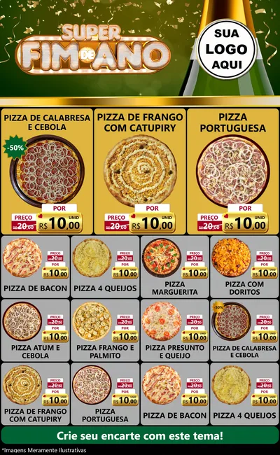 Modelo de Encarte para Encarte Grande com o tema Super Fim de Ano para Pizzaria