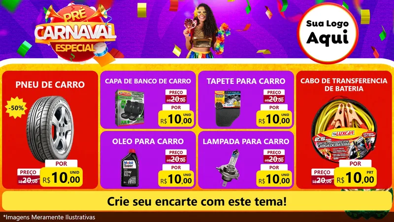 Modelo de TV para TV Horizontal com o tema Pré-Carnaval Especial para Auto peças