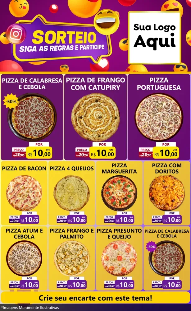 Modelo de Encarte para Encarte Grande com o tema Sorteio para Pizzaria