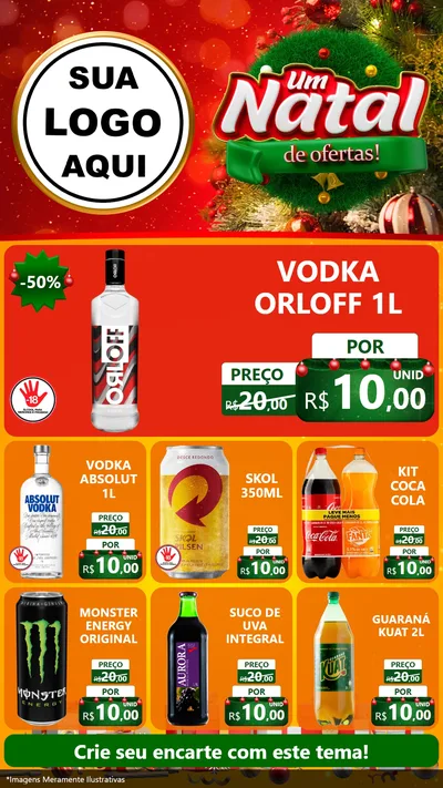 Modelo de Rede Social para Stories com o tema Um Natal de Ofertas para Distribuidora de bebidas