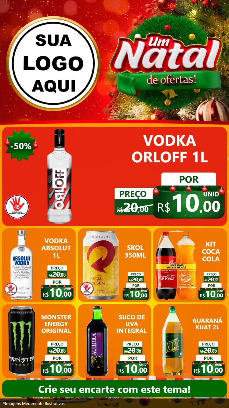 Modelo de Rede Social para Stories com o tema Um Natal de Ofertas para Distribuidora de bebidas