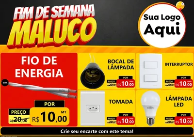 Modelo de Encarte para Encarte A4 Horizontal com o tema Final de Semana Maluco para Materiais Elétricos