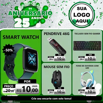 Modelo de Rede Social para Feed Facebook com o tema Promoção de Aniversário - 25 Anos para Informática