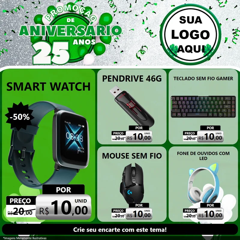 Modelo de Rede Social para Feed Facebook com o tema Promoção de Aniversário - 25 Anos para Informática