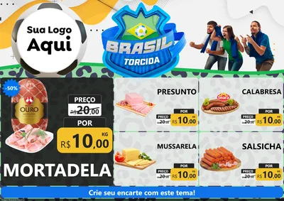 Modelo de Encarte para Encarte A4 Horizontal com o tema Brasil Torcida - Copa para Frios e Laticínios