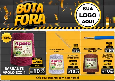 Modelo de Encarte para Encarte A4 Horizontal com o tema Bota Fora para Armarinho e Aviamentos