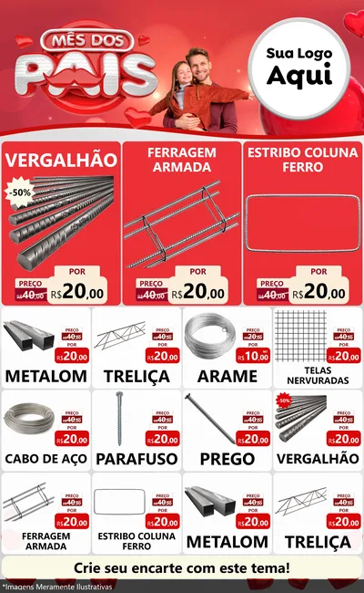 Modelo de Encarte para Encarte Grande com o tema Mês dos Pais para Ferragens