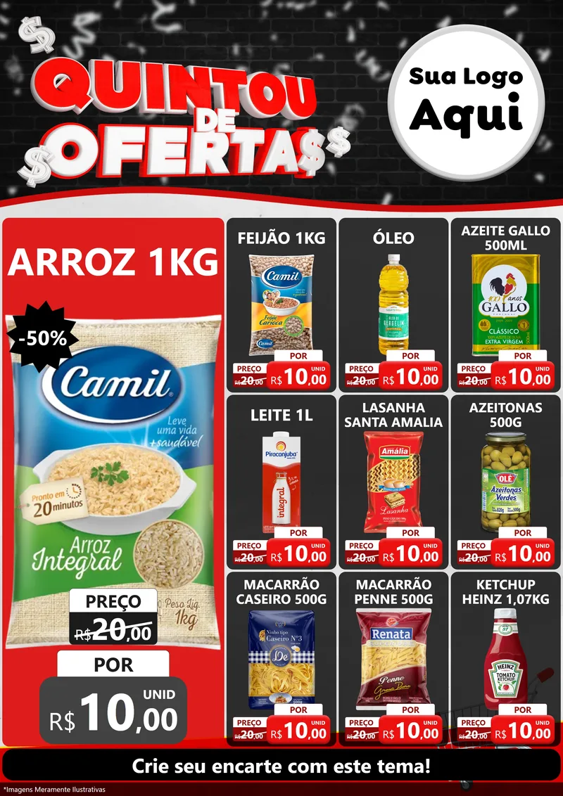 Modelo de Encarte para Encarte A4 Vertical com o tema Quintou de Ofertas para Supermercado
