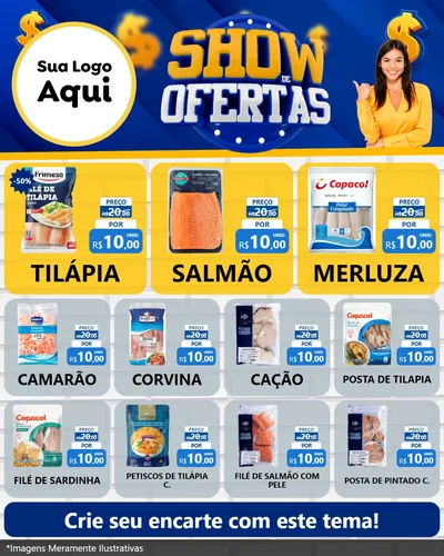 Modelo de Rede Social para Feed Instagram com o tema Show de Ofertas para Peixaria
