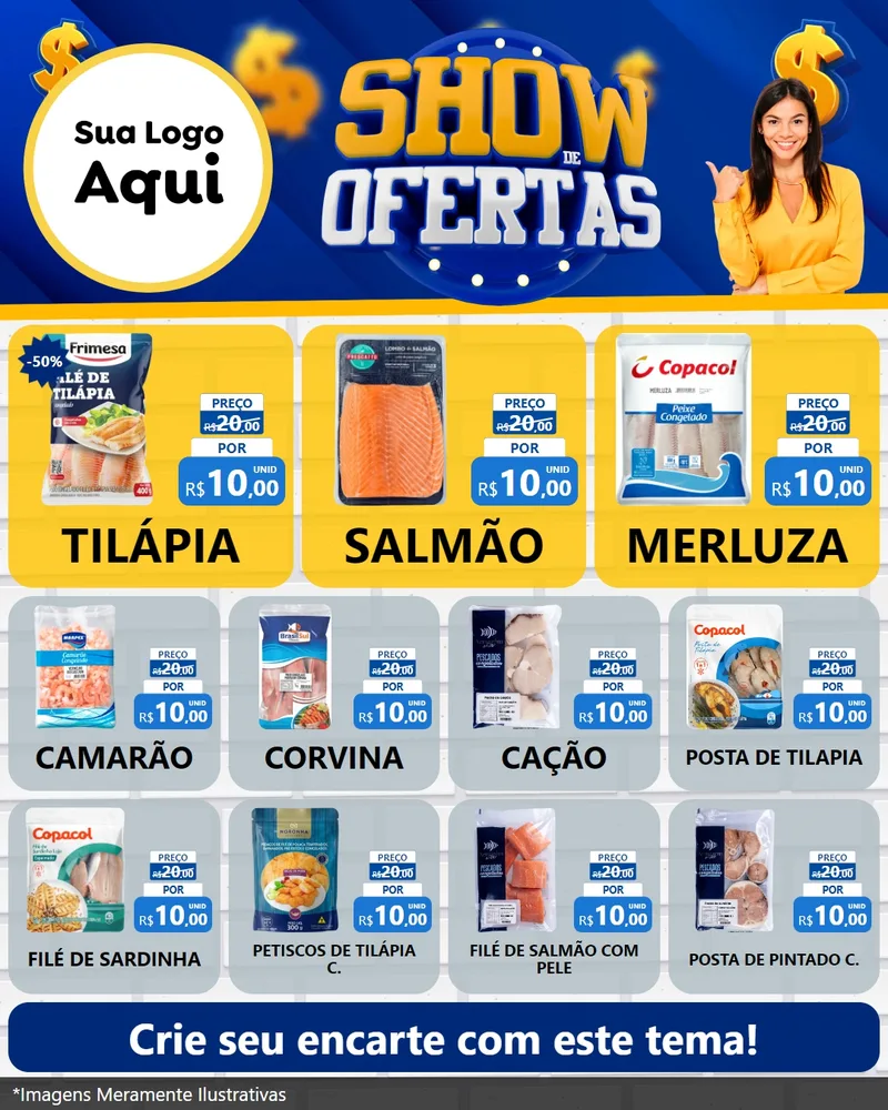 Modelo de Rede Social para Feed Instagram com o tema Show de Ofertas para Peixaria