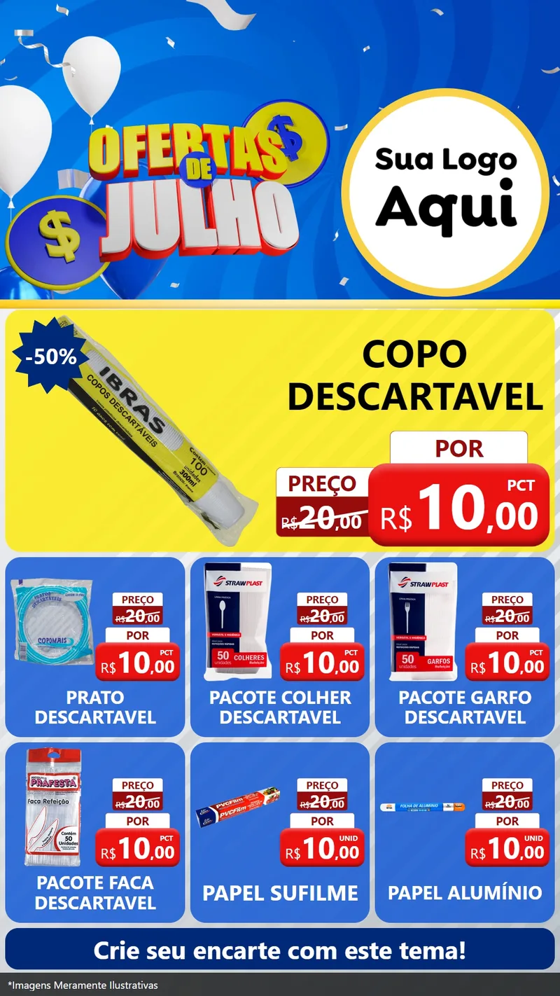 Modelo de Rede Social para Stories com o tema Ofertas de Julho para Embalagens