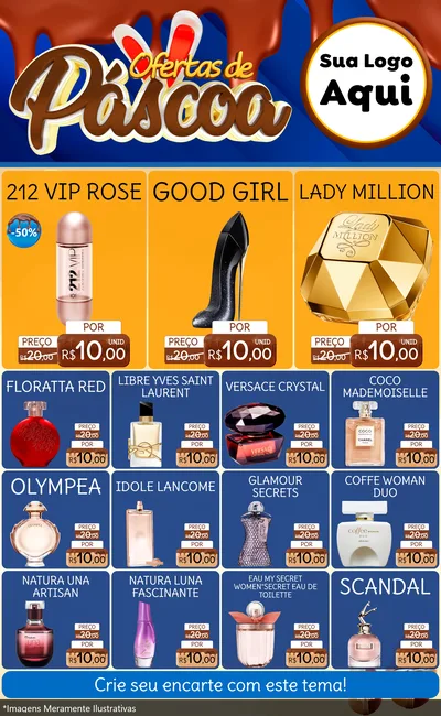 Modelo de Encarte para Encarte Grande com o tema Ofertas de Páscoa para Perfumes