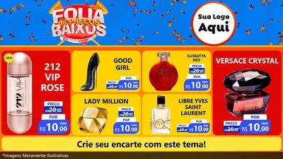 Modelo de TV para TV Horizontal com o tema Folia de Preços Baixos para Perfumes