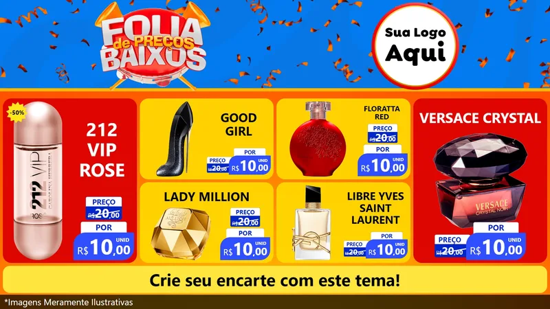 Modelo de TV para TV Horizontal com o tema Folia de Preços Baixos para Perfumes
