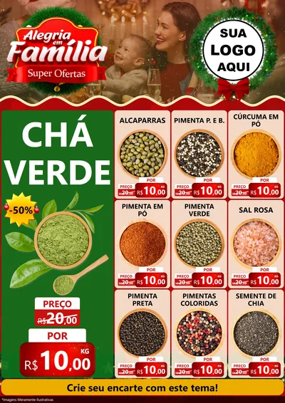 Modelo de Encarte para Encarte A4 Vertical com o tema Alegria Em Família - Super Ofertas para Produtos Naturais