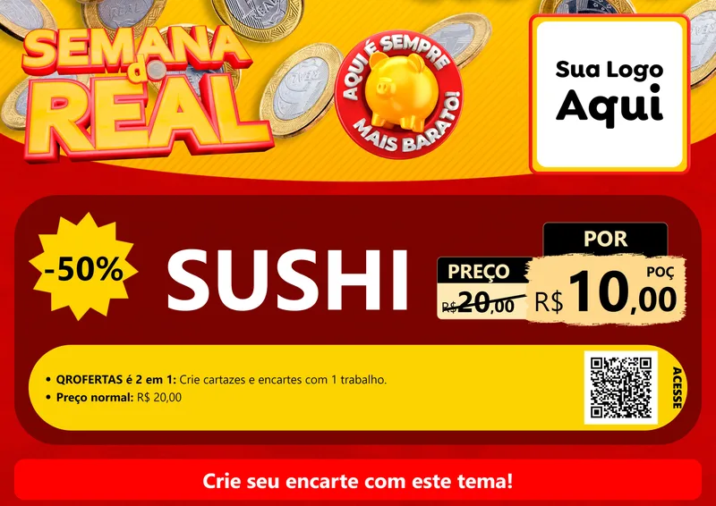 Modelo de Cartaz para Cartaz A4 Horizontal com o tema Semana do Real para Comida japonesa