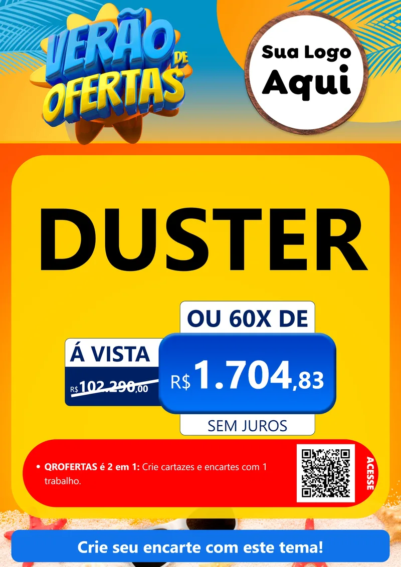 Modelo de Cartaz para Cartaz A4 Vertical com o tema Verão de Ofertas para Concessionaria de Carros
