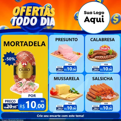 Modelo de Rede Social para Feed Facebook com o tema Ofertas Todo Dia para Frios e Laticínios