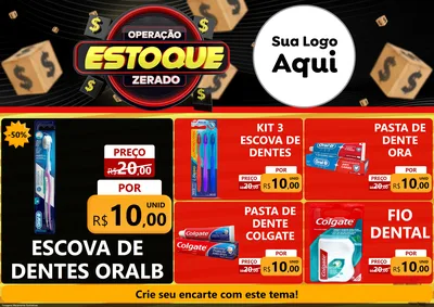 Modelo de Encarte para Encarte A4 Horizontal com o tema Operação Estoque Zerado para Higiene Pessoal