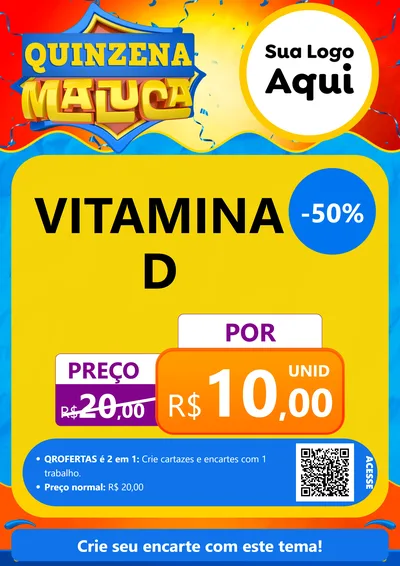 Modelo de Cartaz para Cartaz A4 Vertical com o tema Quinzena Maluca para Farmácia